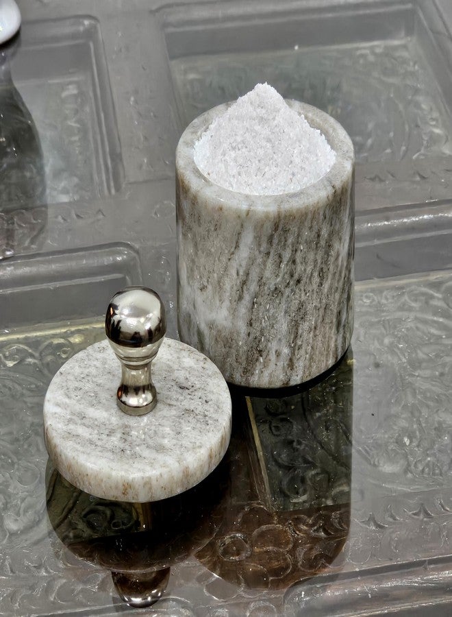 KLEO Marble Salt and Spice Holder with Lid | Small Container | Stone Salt Box/Canister for Kitchen and Dining | Saunf Holder (Beige) - Image 4